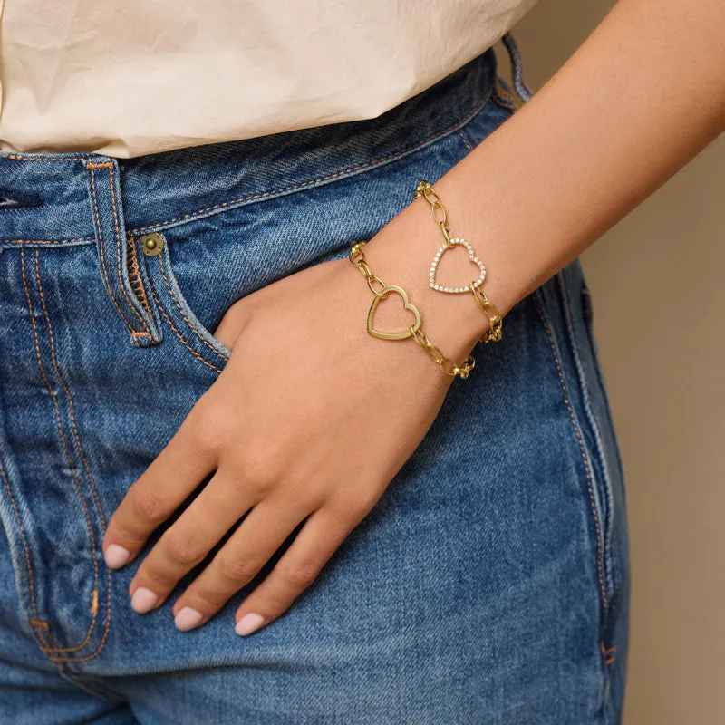 Medium Edith Bracelet with Large Diamond Open Heart Accent