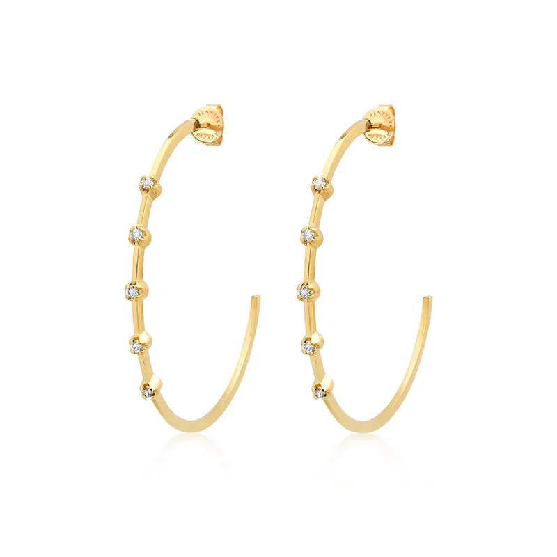 Medium Hoops with 5 Illusion Set Diamonds