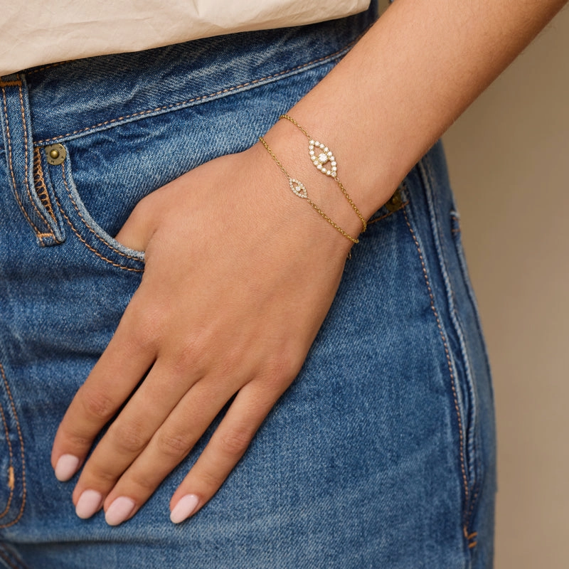 Medium Diamond Open Evil Eye Bracelet