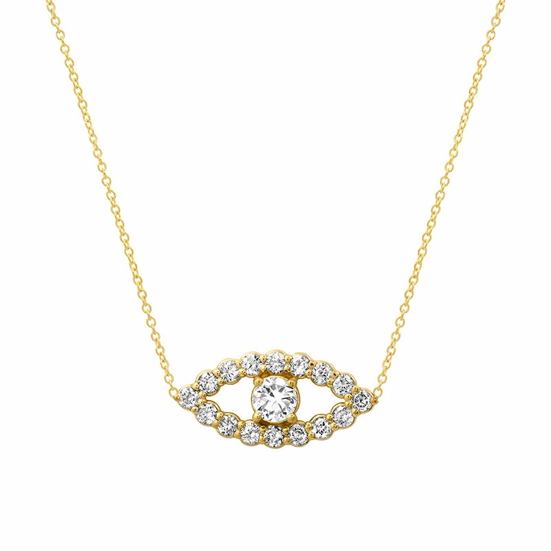 Medium Diamond Open Evil Eye Necklace