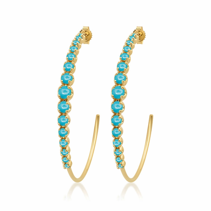 Medium Graduated Turquoise Hoops