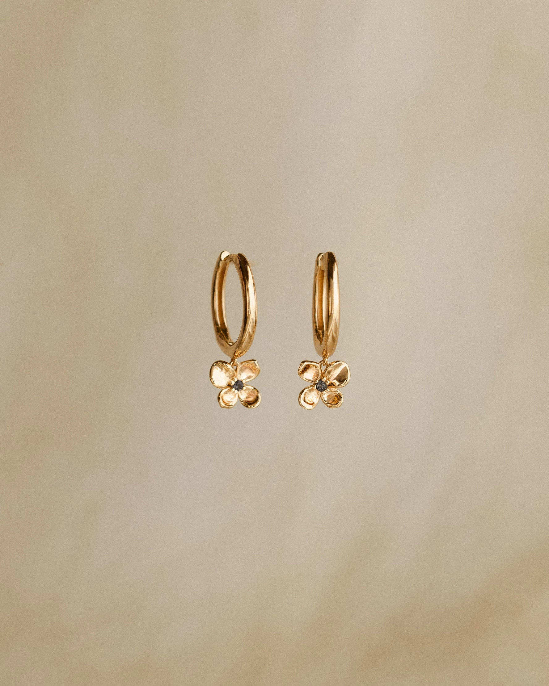 Midnight Blossom Charm Hoops