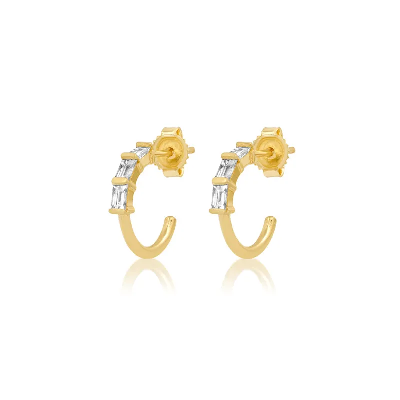 Mini Baguette-Cut Diamond Hoops