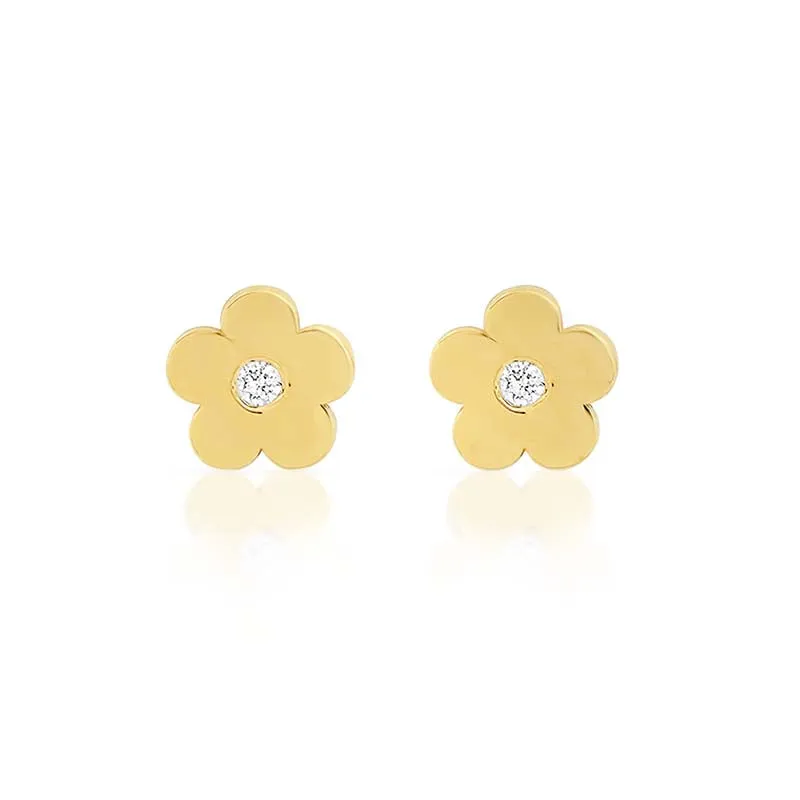 Mini Daisy Studs with Diamond Center
