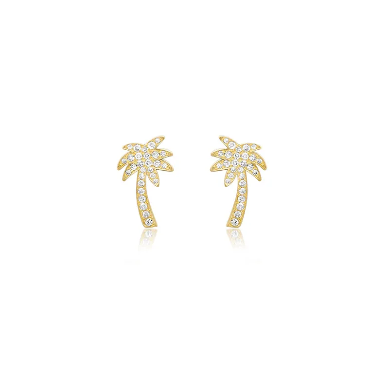 Mini Diamond Palm Tree Studs
