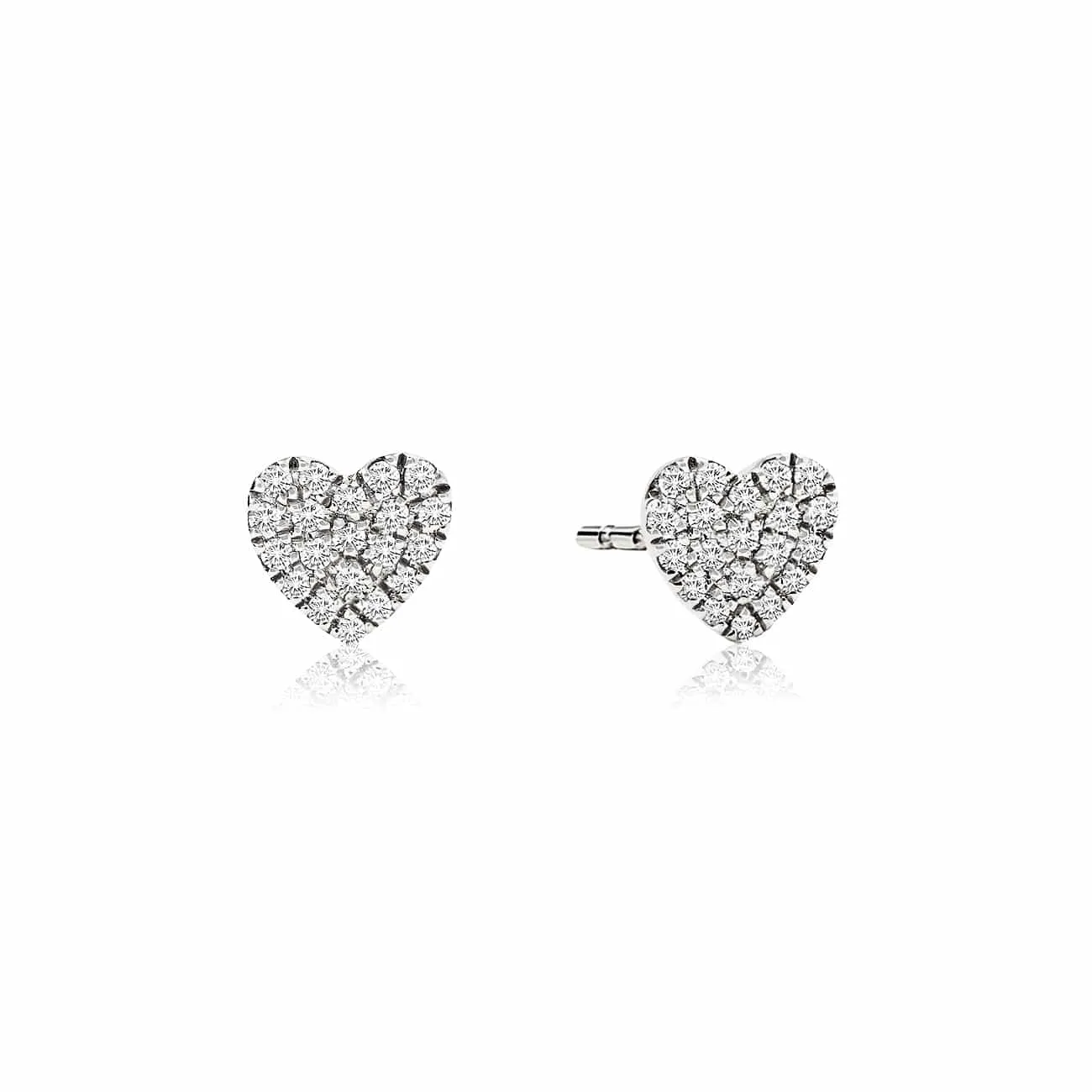Mini Diamond Pav Heart Studs