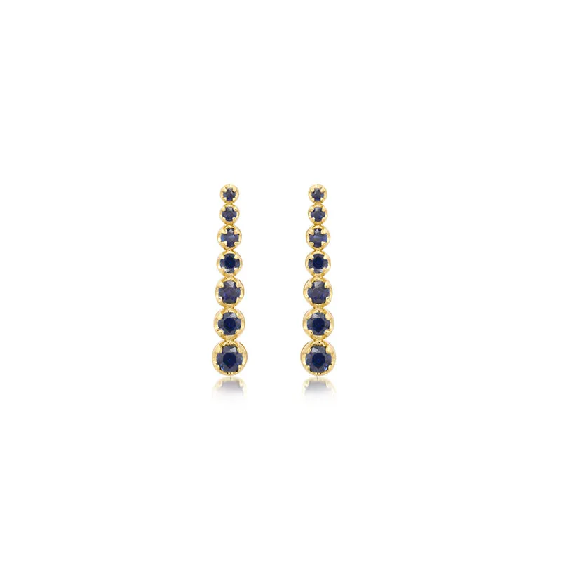 Mini Graduated Blue Sapphire Tennis Studs