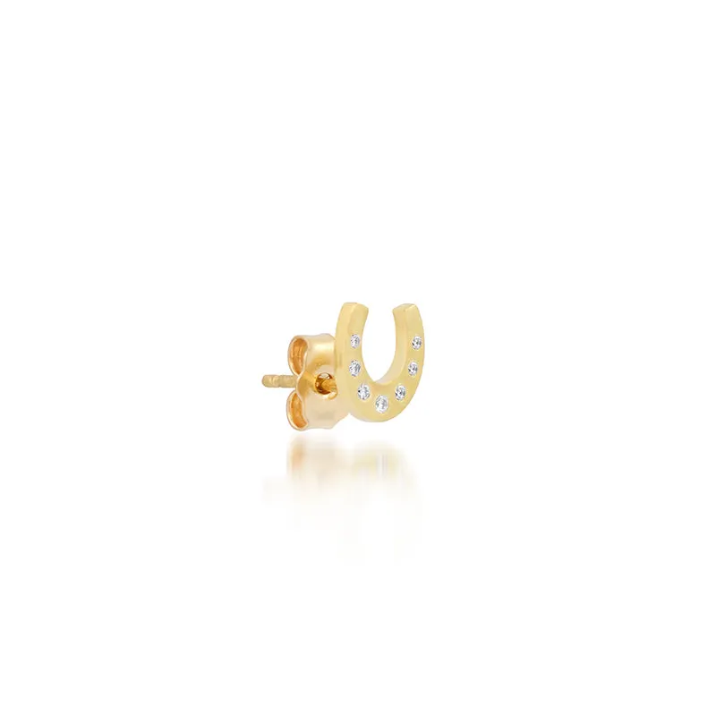 Mini Horseshoe Studs with Diamond Accents