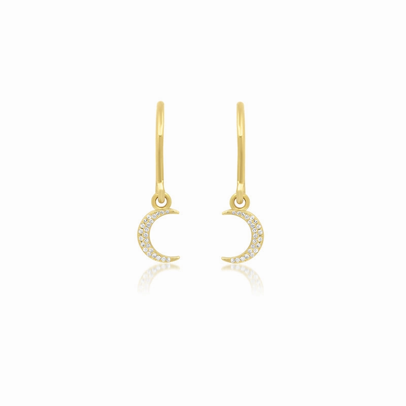 Mini Diamond Carson Moon Drop Earrings