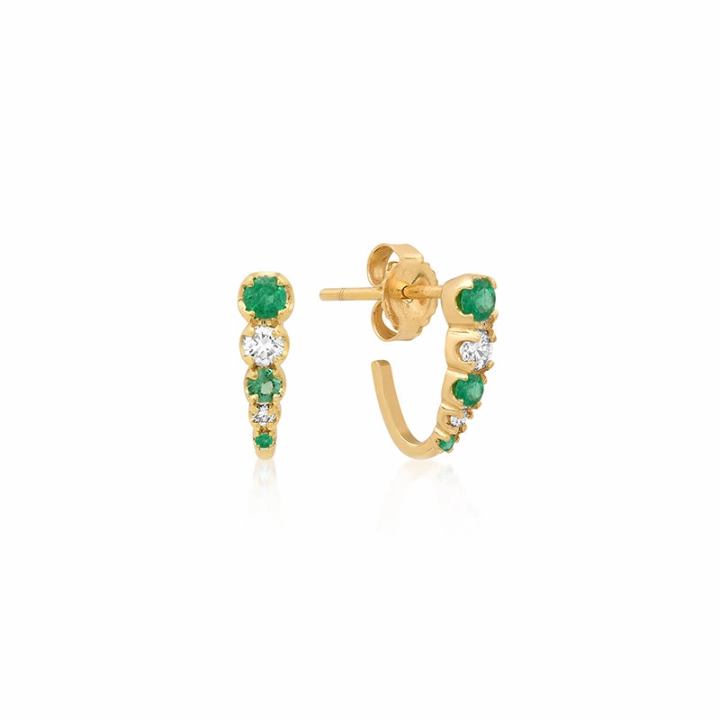 Mini Graduated Illusion Set Emerald and Diamond Edith Studs