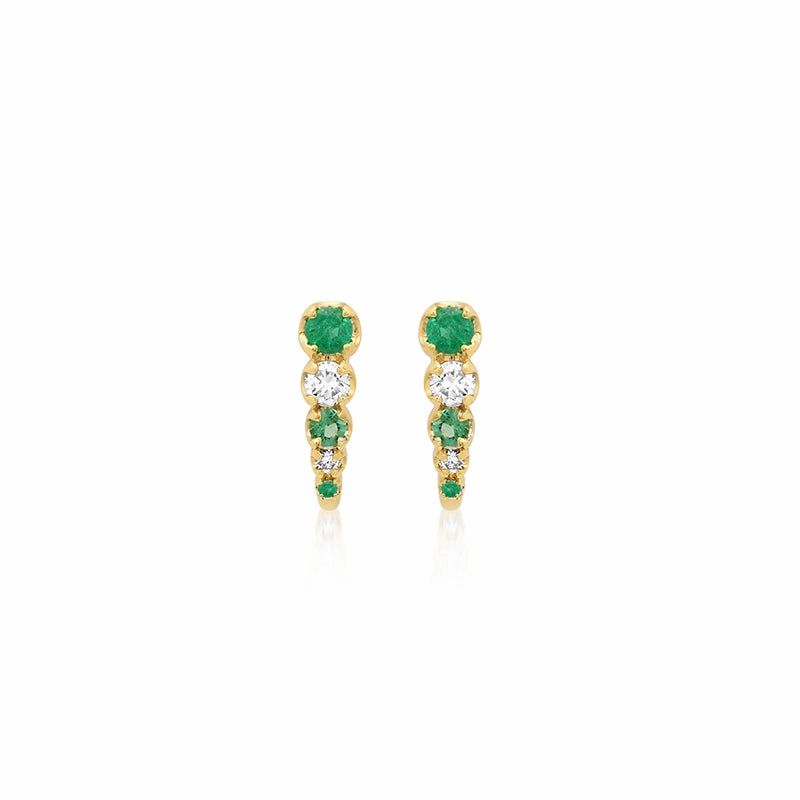 Mini Graduated Illusion Set Emerald and Diamond Edith Studs