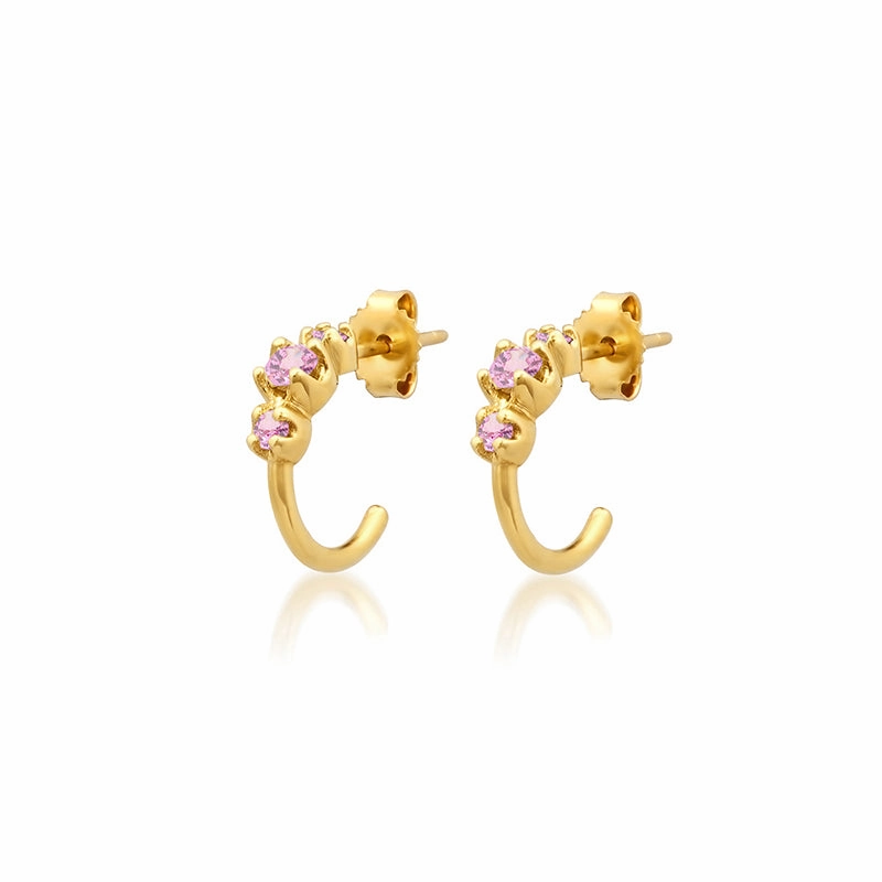 Mini Graduated Pink Sapphire Hoops