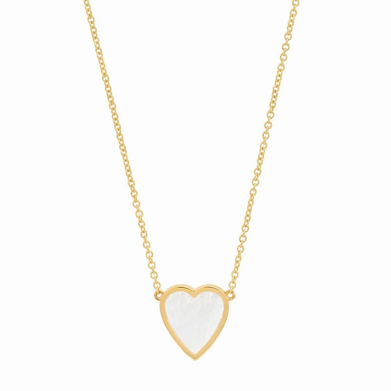 Mini Mother of Pearl Inlay Heart Necklace