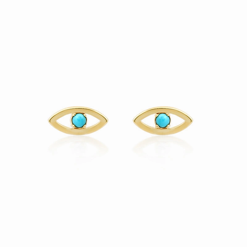 Mini Open Evil Eye Studs with Turquoise Center