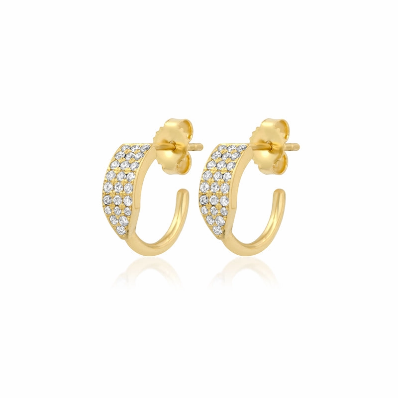 Mini Triple Diamond Row Hoops