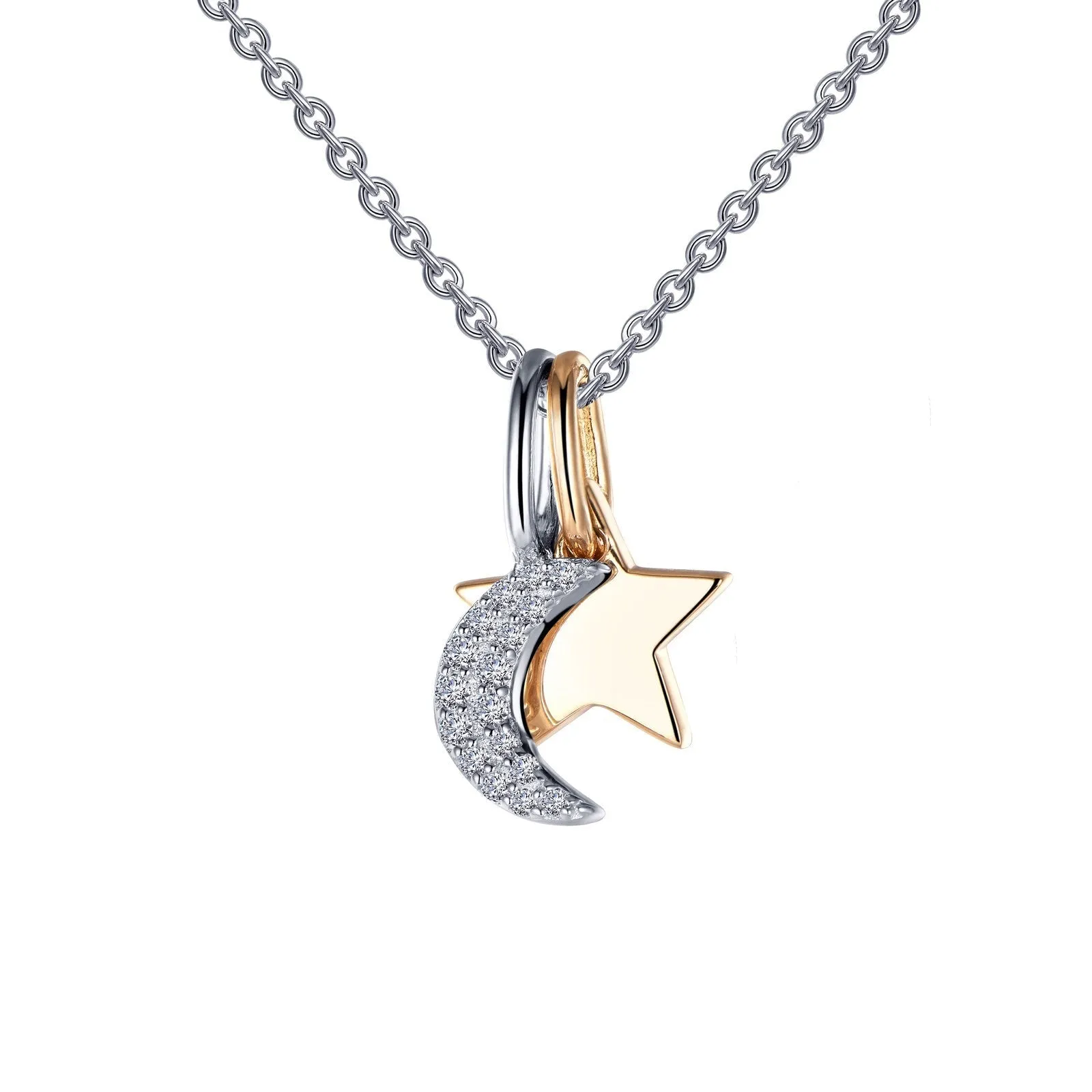 Moon & Star Shadow Charm Necklace P0220CLT20