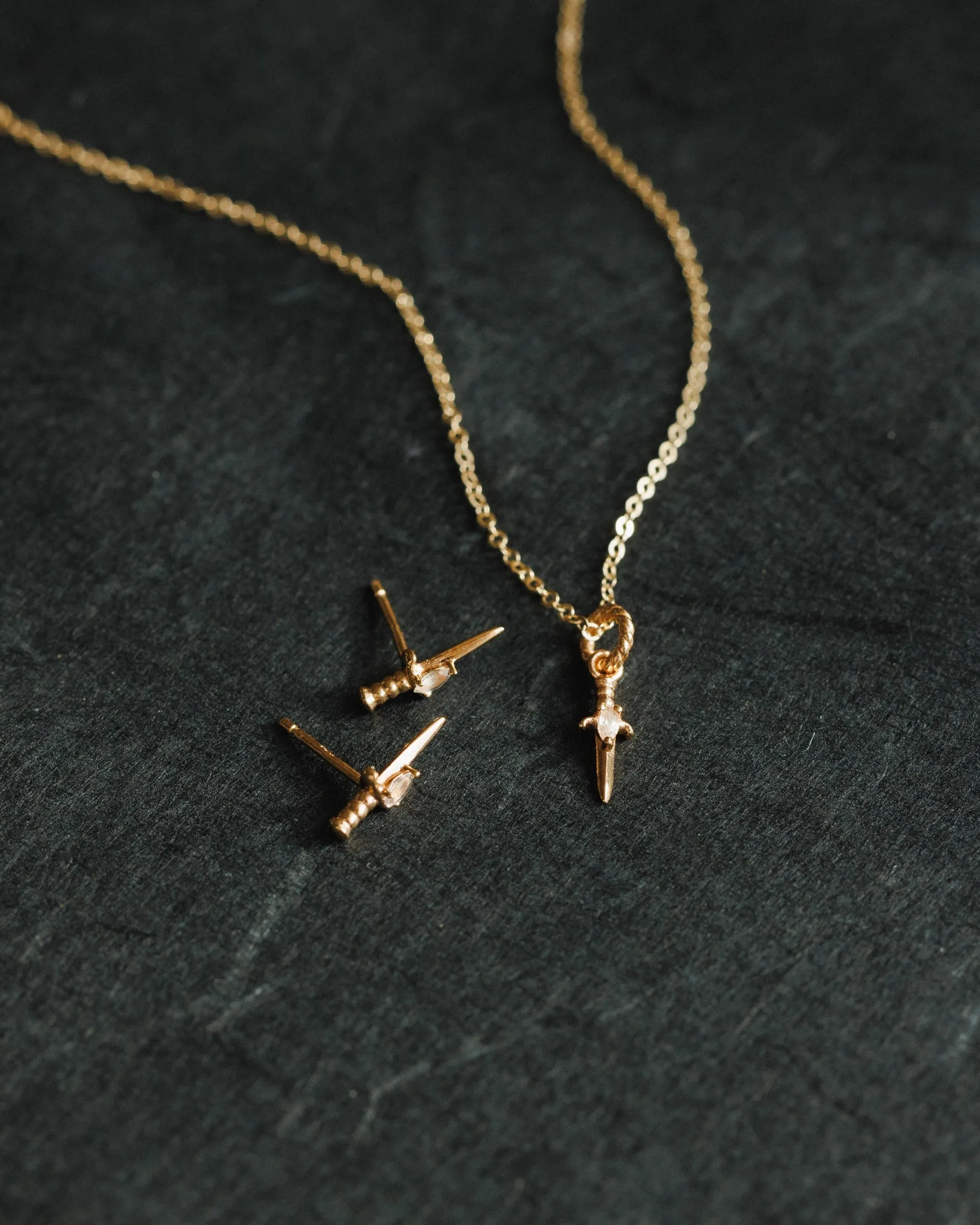 Moonstone Dagger Studs