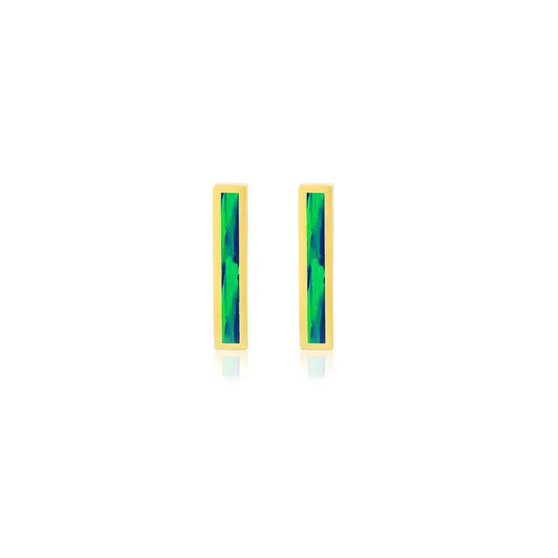 Opal Inlay Long Bar Studs