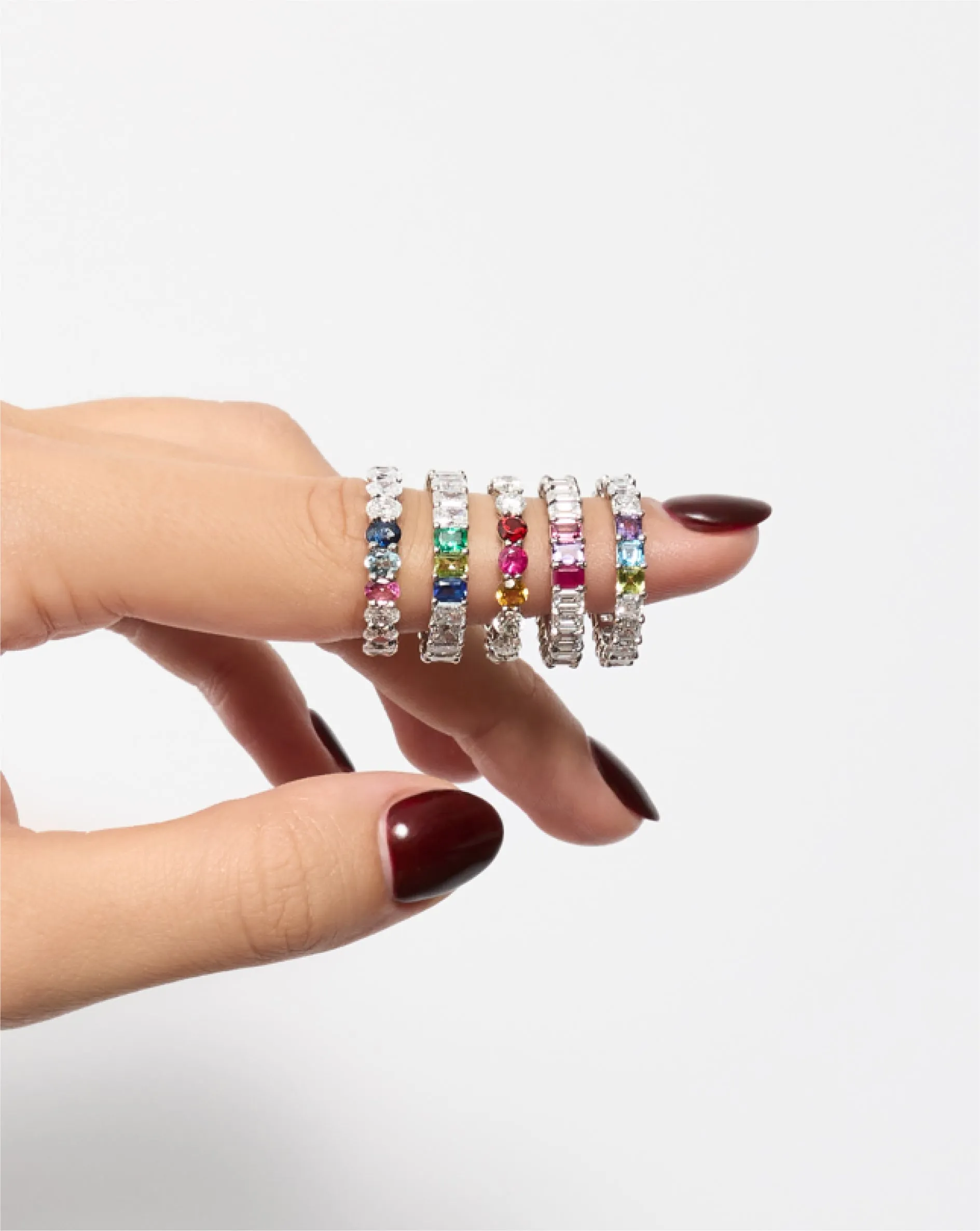 Oval Lab Diamond and Birthstone Eternity Band