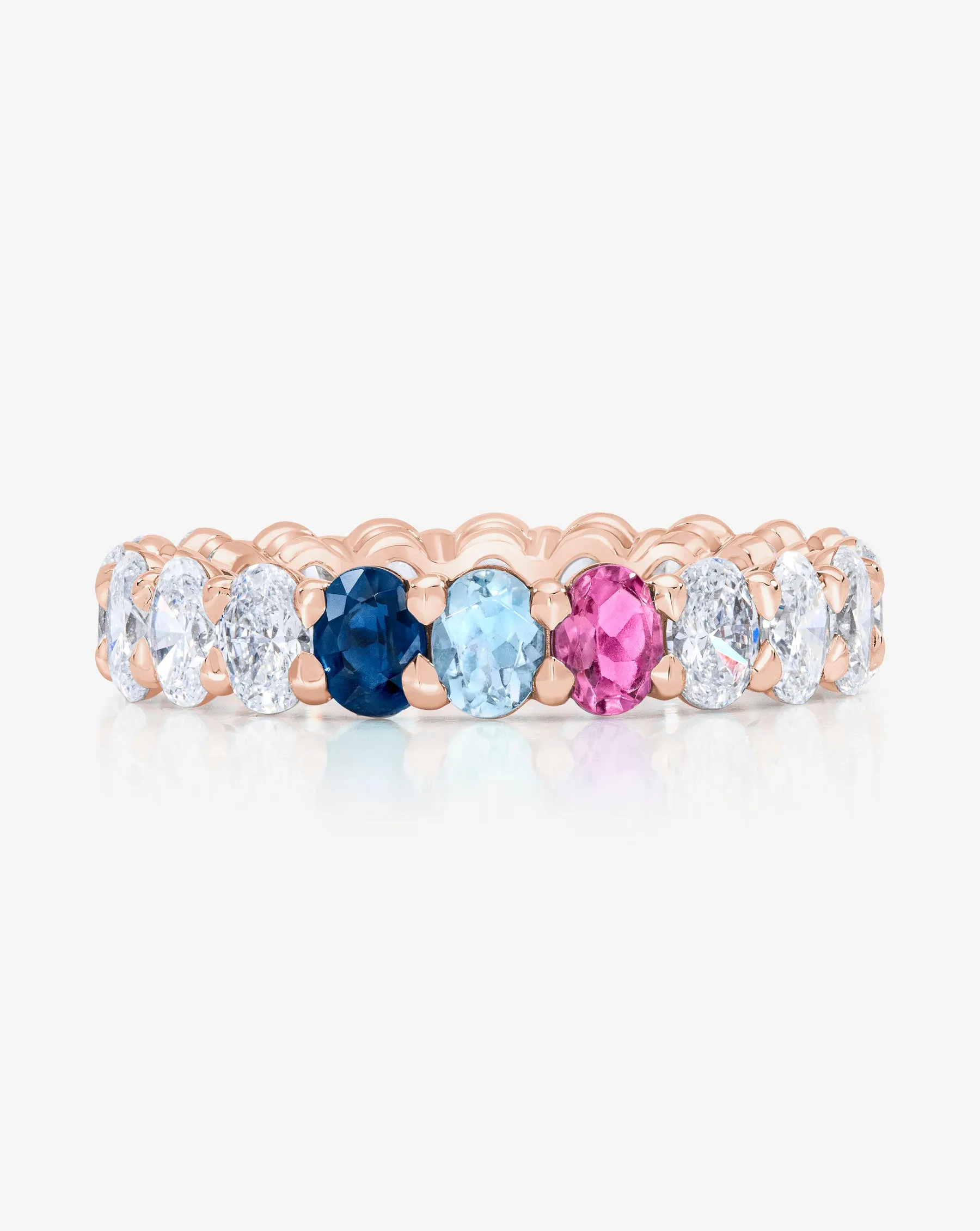 Oval Lab Diamond and Birthstone Eternity Band