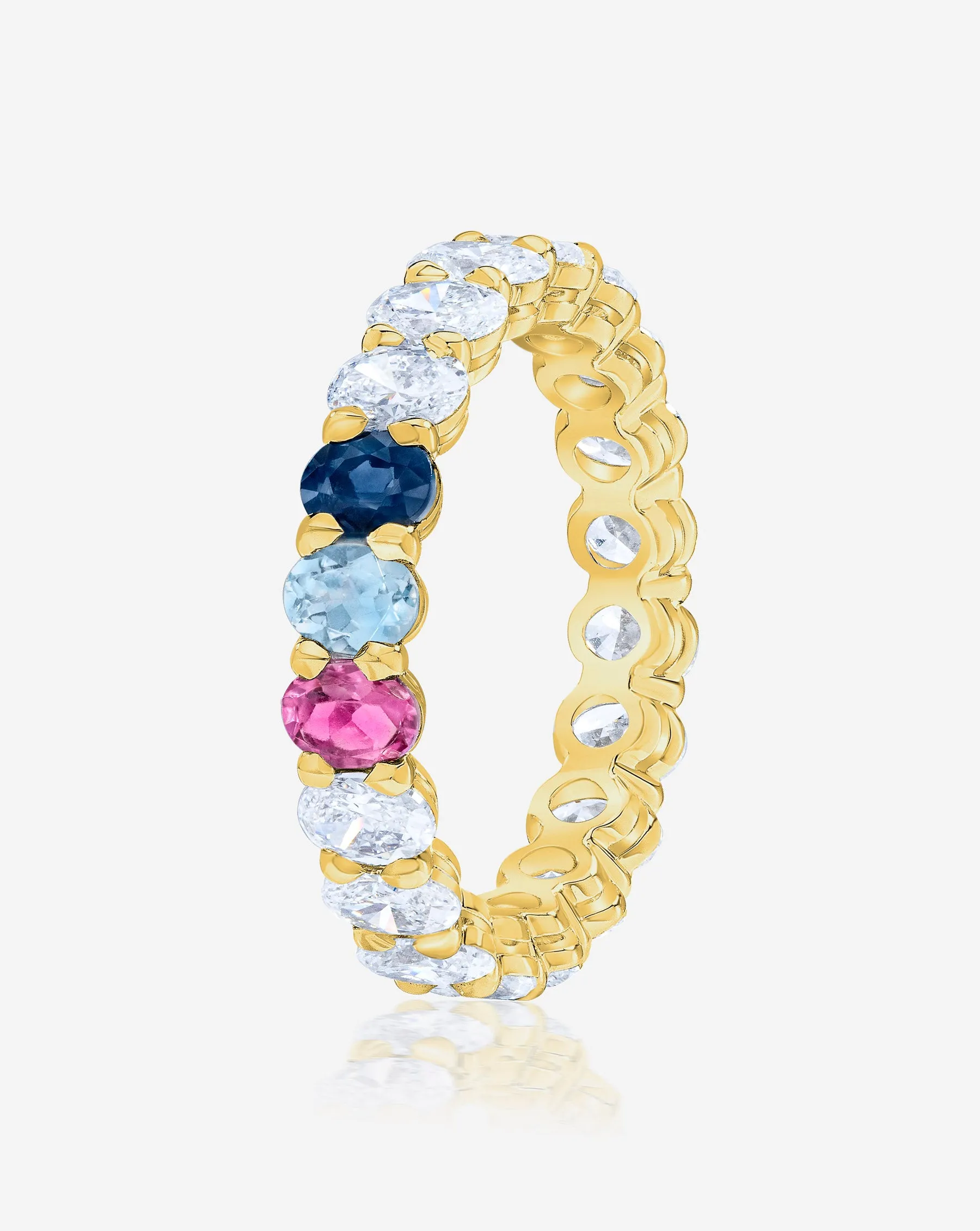 Oval Lab Diamond and Birthstone Eternity Band