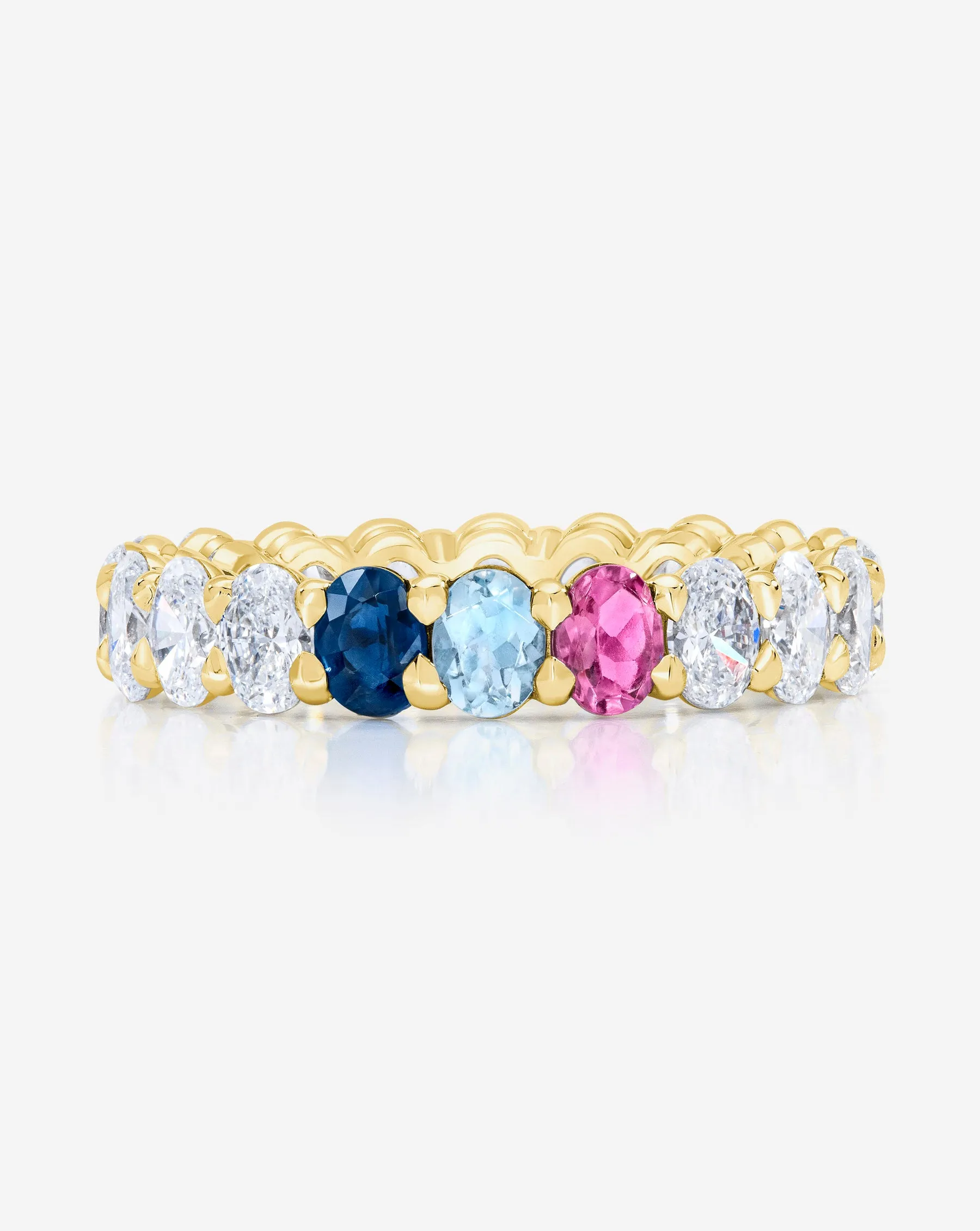 Oval Lab Diamond and Birthstone Eternity Band