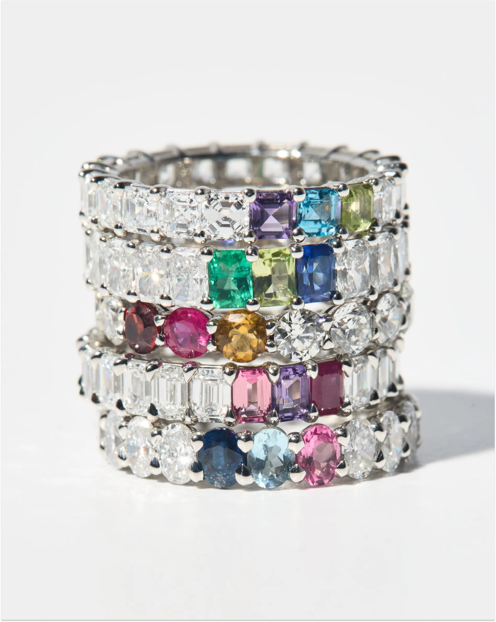 Oval Lab Diamond and Birthstone Eternity Band