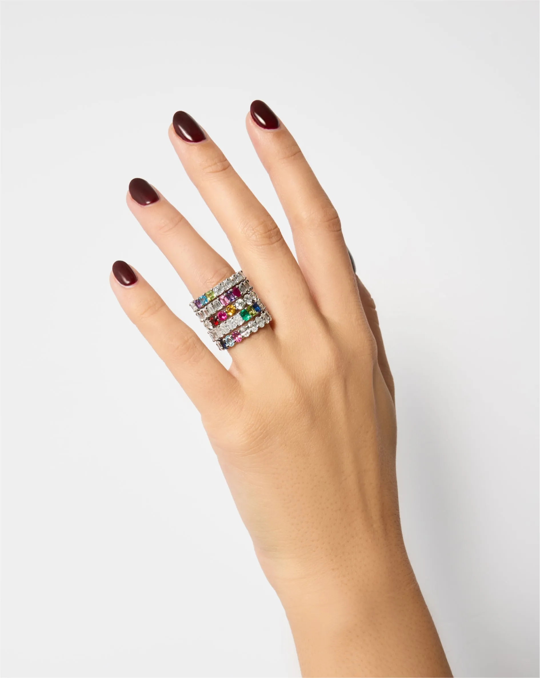 Oval Lab Diamond and Birthstone Eternity Band