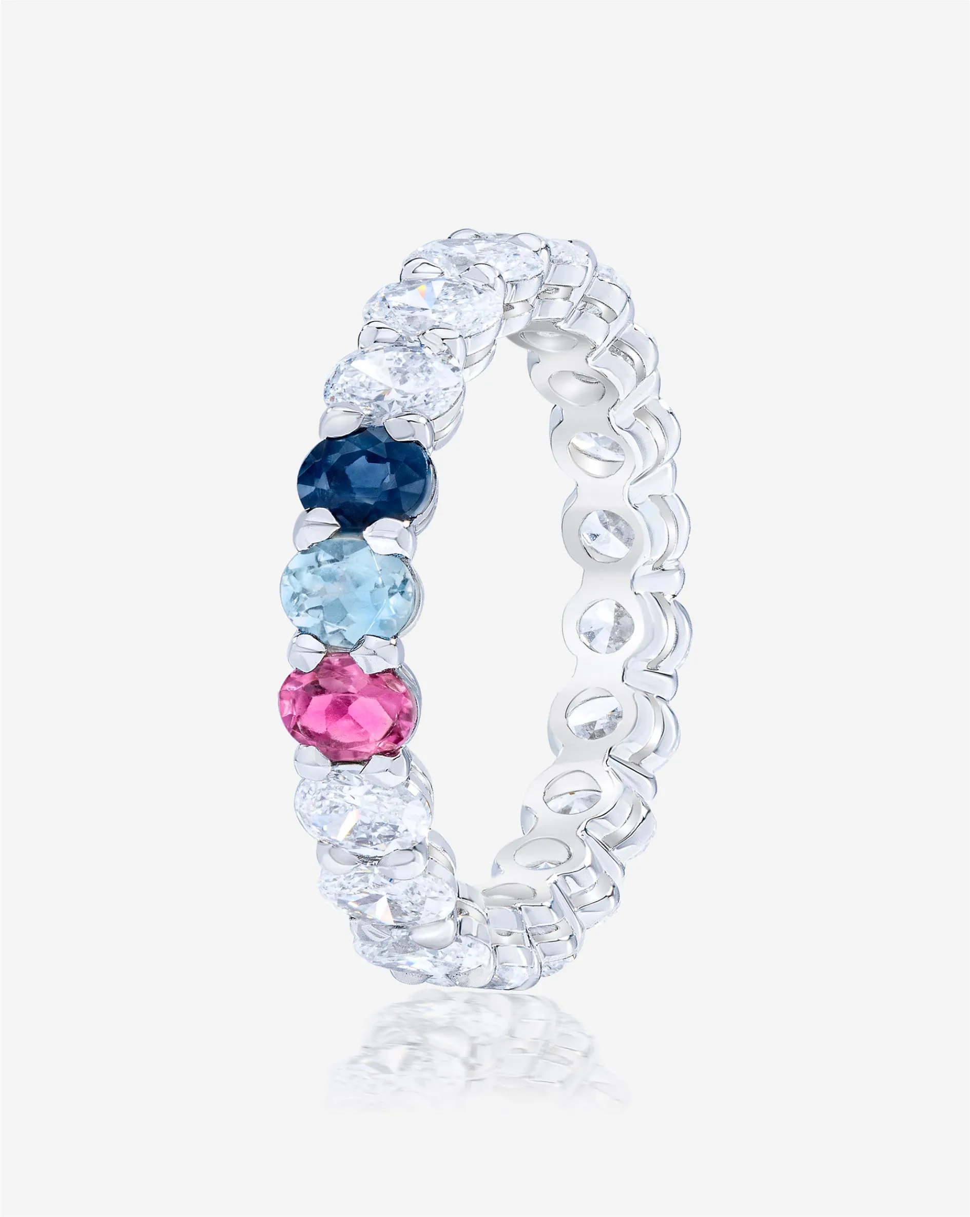 Oval Lab Diamond and Birthstone Eternity Band