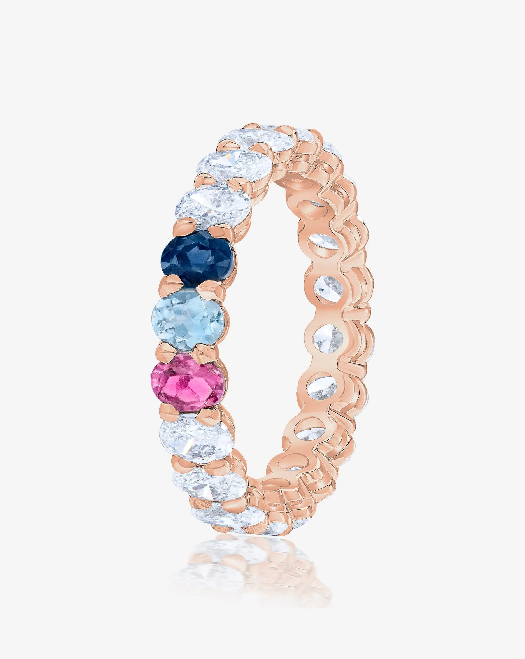 Oval Lab Diamond and Birthstone Eternity Band