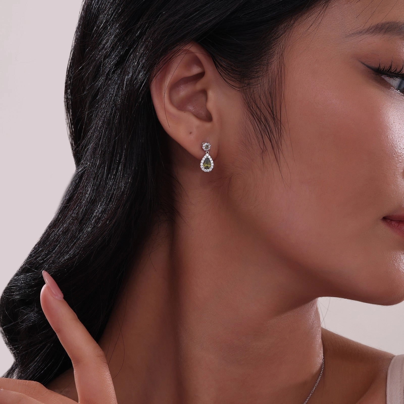 Oval Halo Drop Earrings E0590AMP00