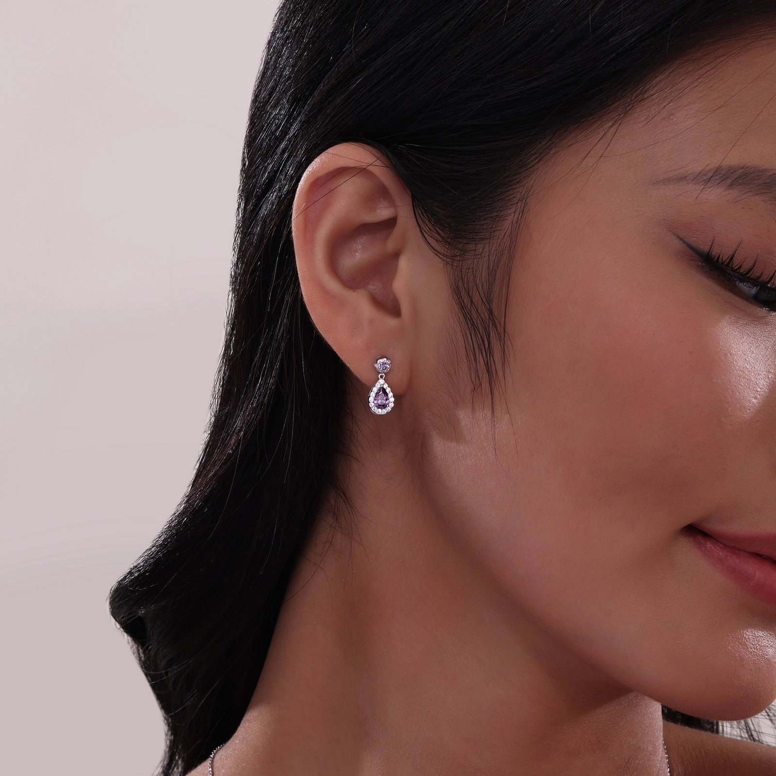 Oval Halo Drop Earrings E0590SBP00