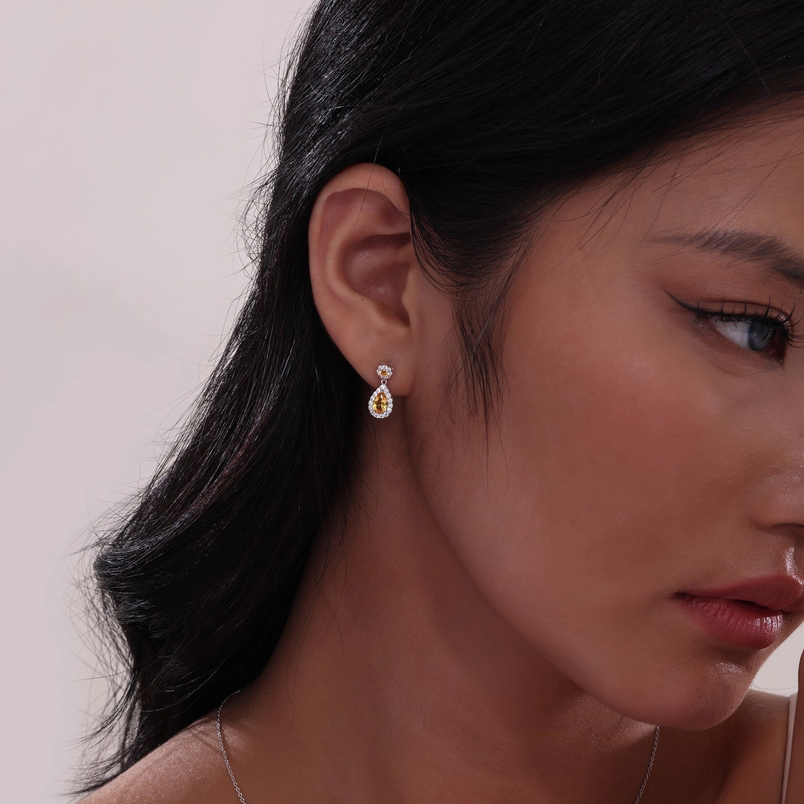 Oval Halo Drop Earrings E0590SBP00