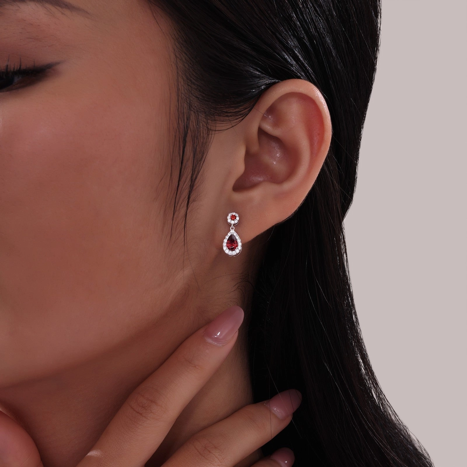 Oval Halo Drop Earrings E0590SBP00