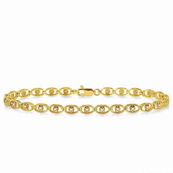 Oval Shape Diamond Link Bracelet