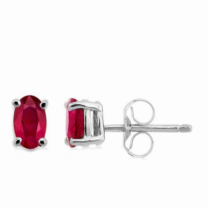 Oval Shape Gemstone Stud Earrings