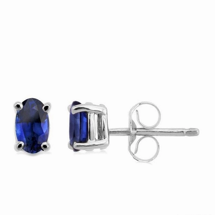 Oval Shape Gemstone Stud Earrings