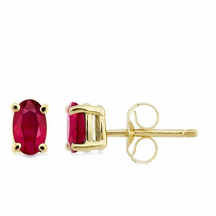 Oval Shape Gemstone Stud Earrings