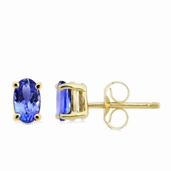 Oval Shape Gemstone Stud Earrings