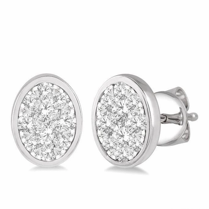 Oval Shape Lovebright Essential Diamond Stud Earrings