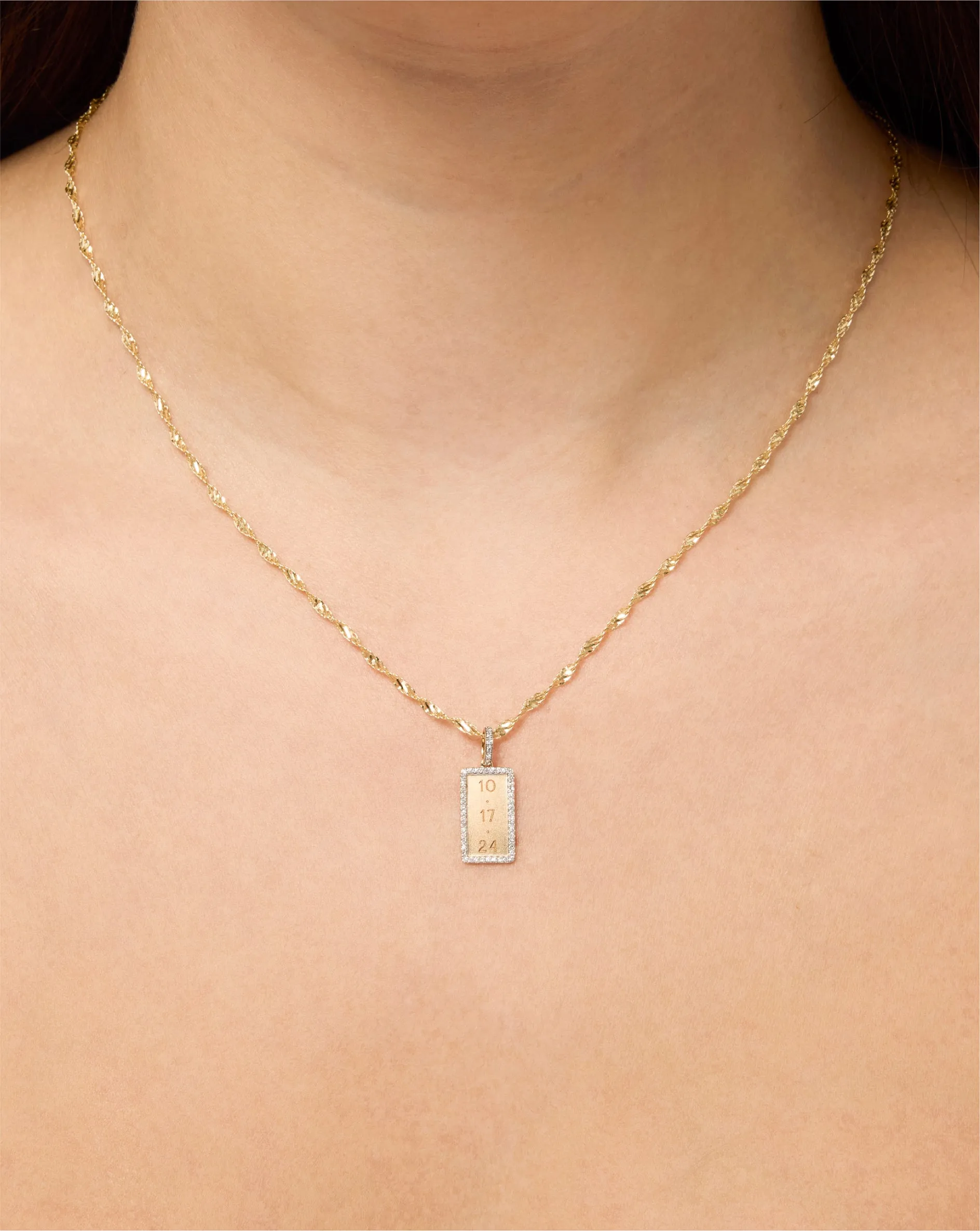 Pav Border Engravable Rectangle Pendant