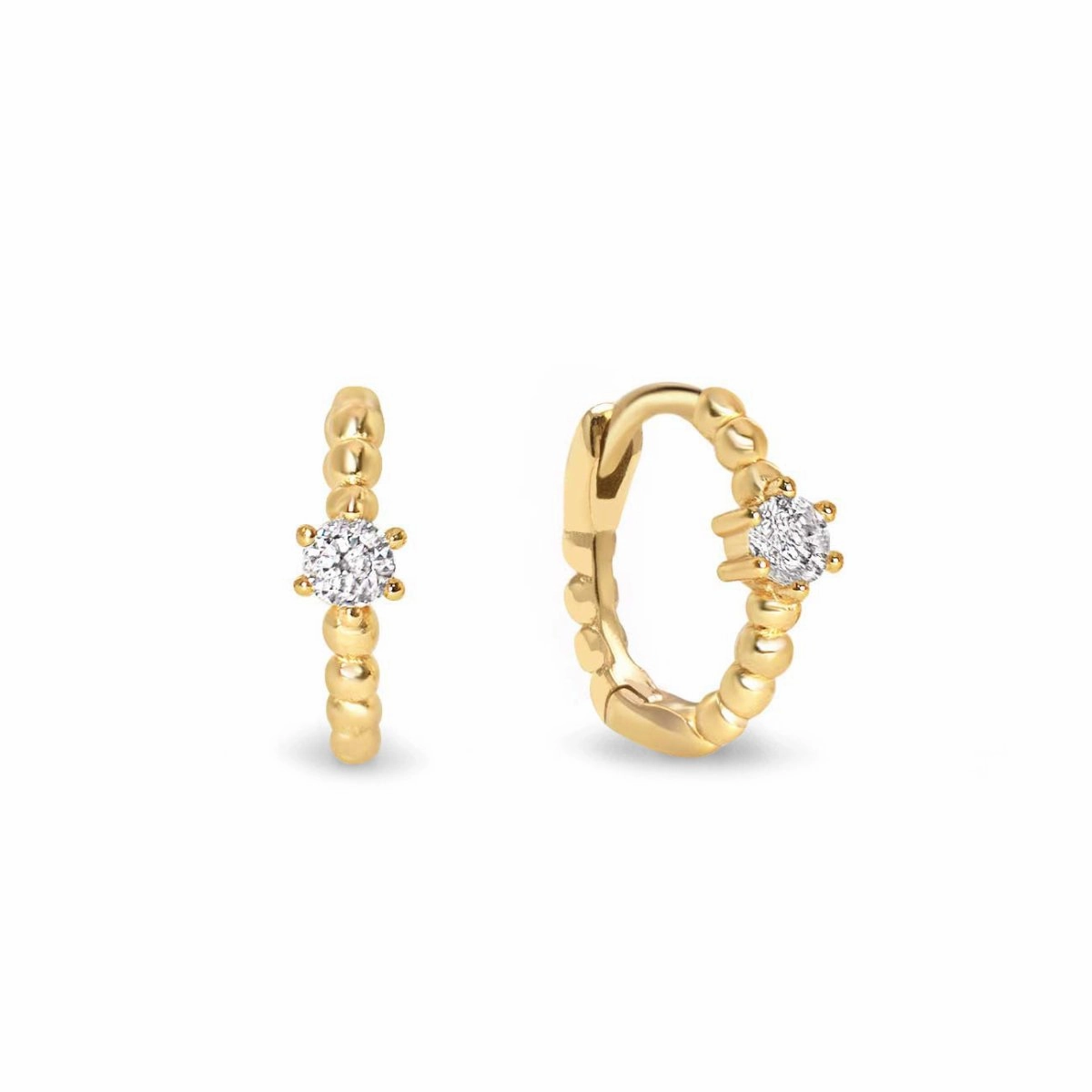 Pav Bead Huggie Earrings