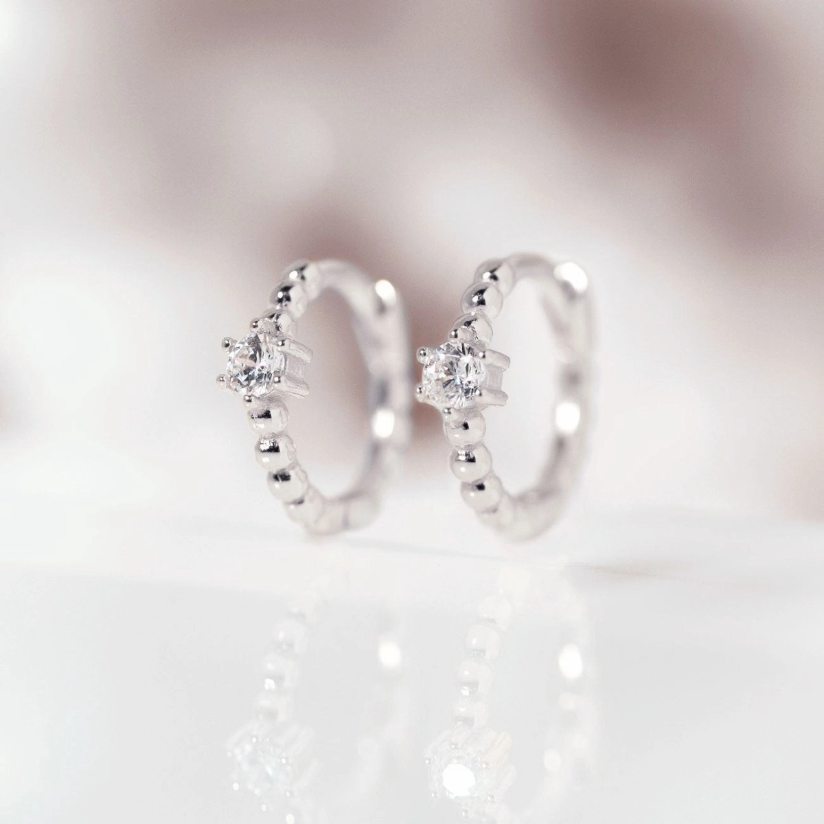 Pav Bead Huggie Earrings