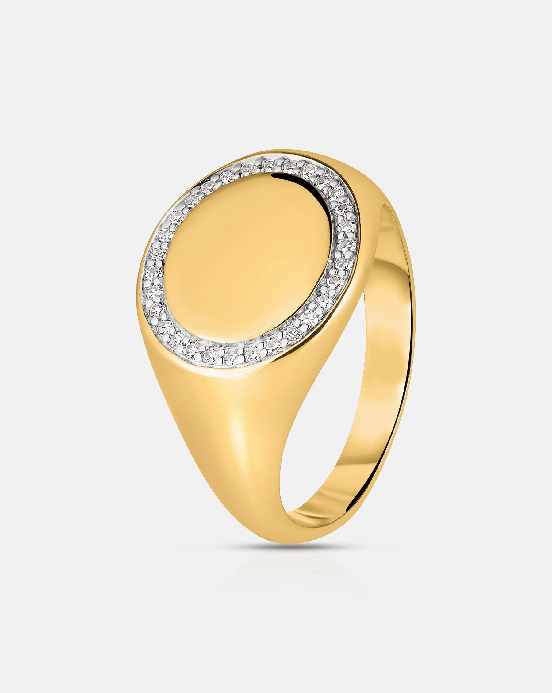 Pav Diamond Border Signet Ring