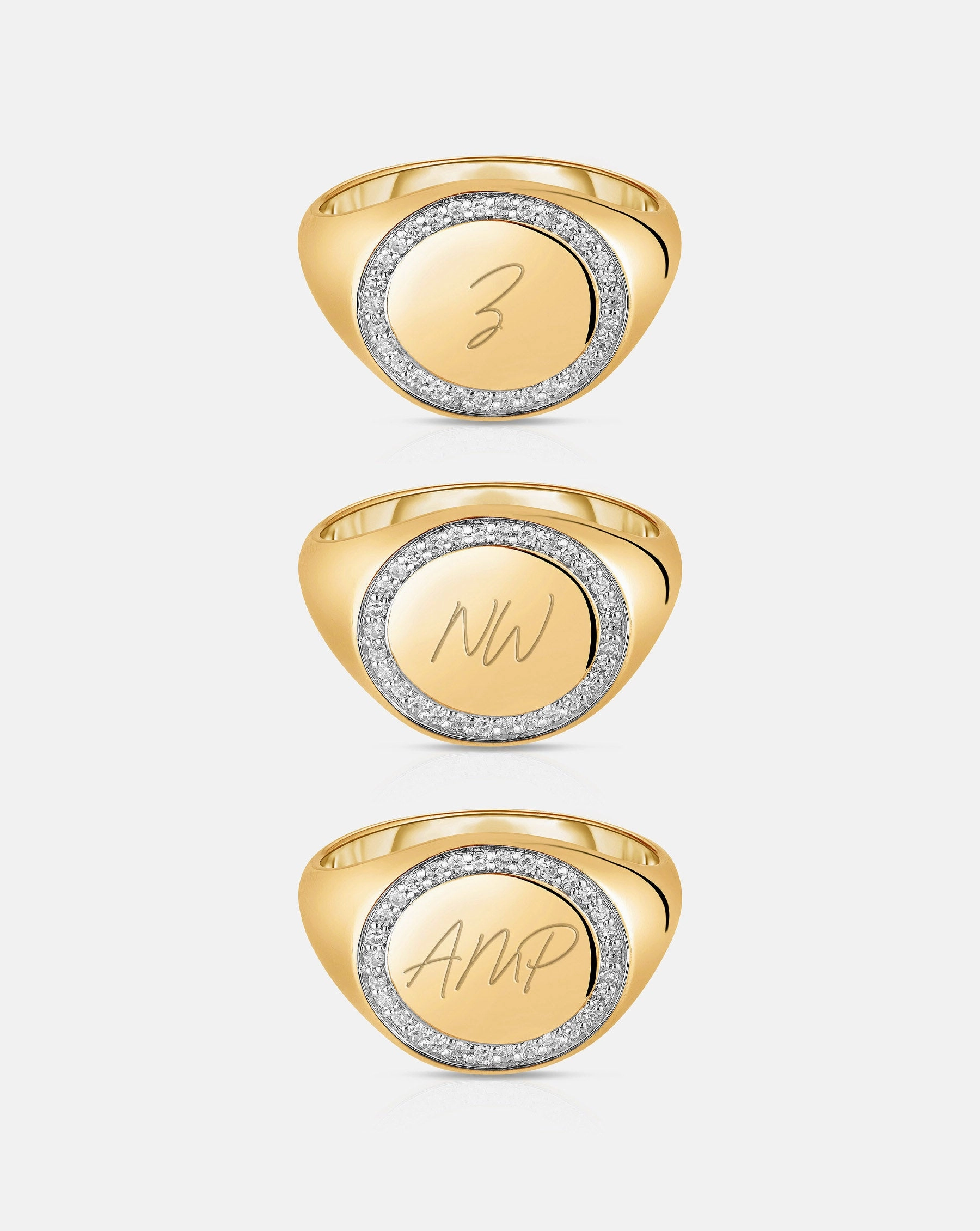 Pav Diamond Border Signet Ring