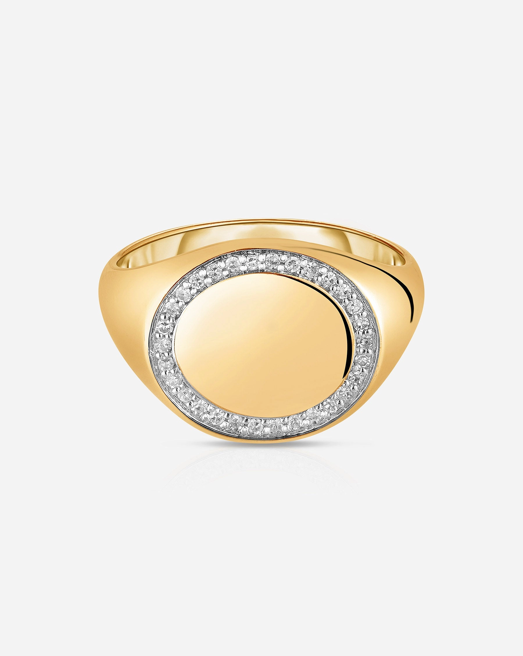 Pav Diamond Border Signet Ring