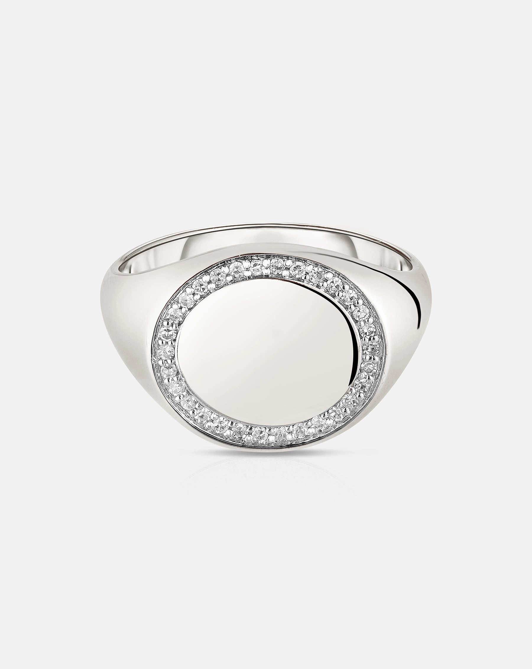 Pav Diamond Border Signet Ring