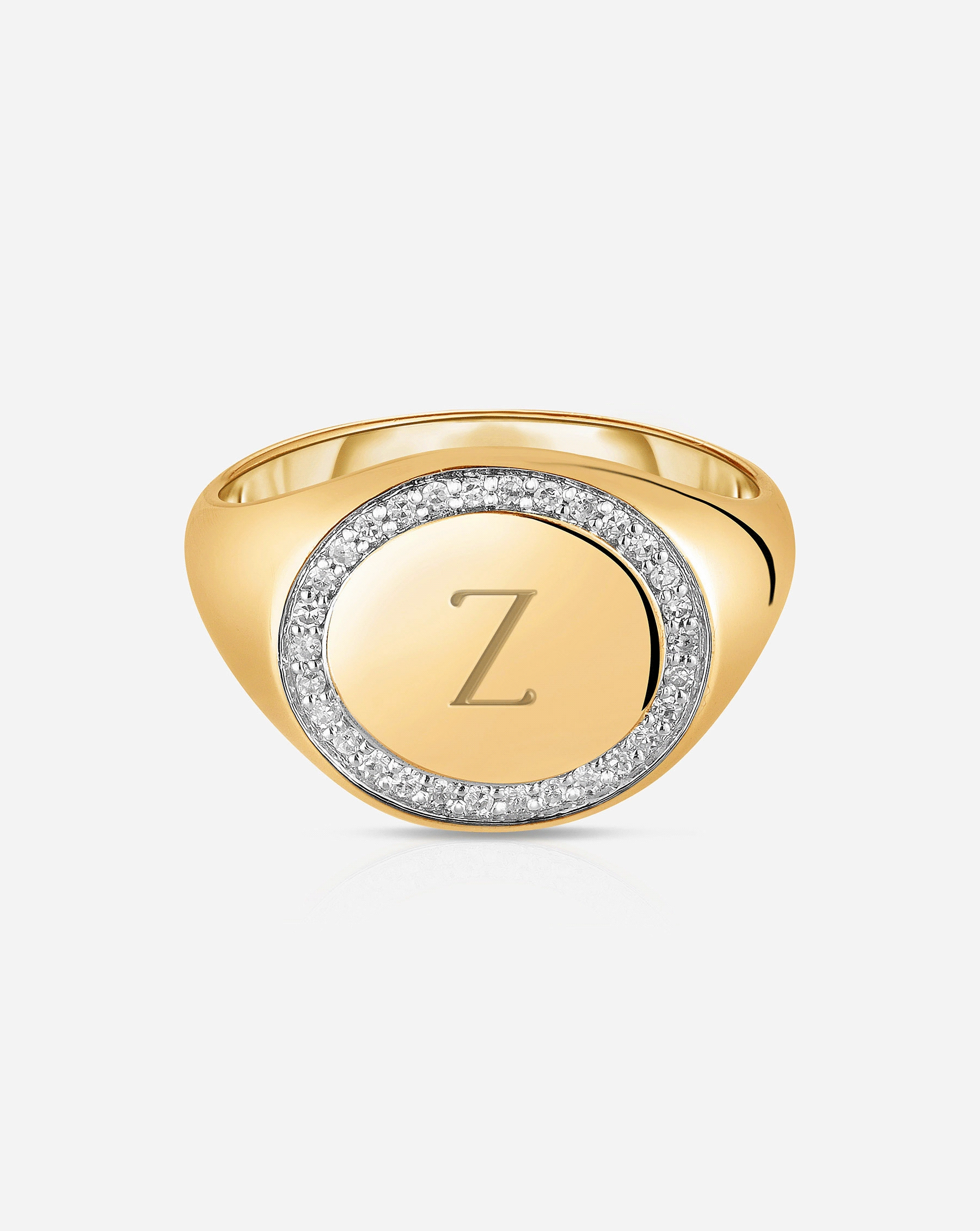Pav Diamond Border Signet Ring