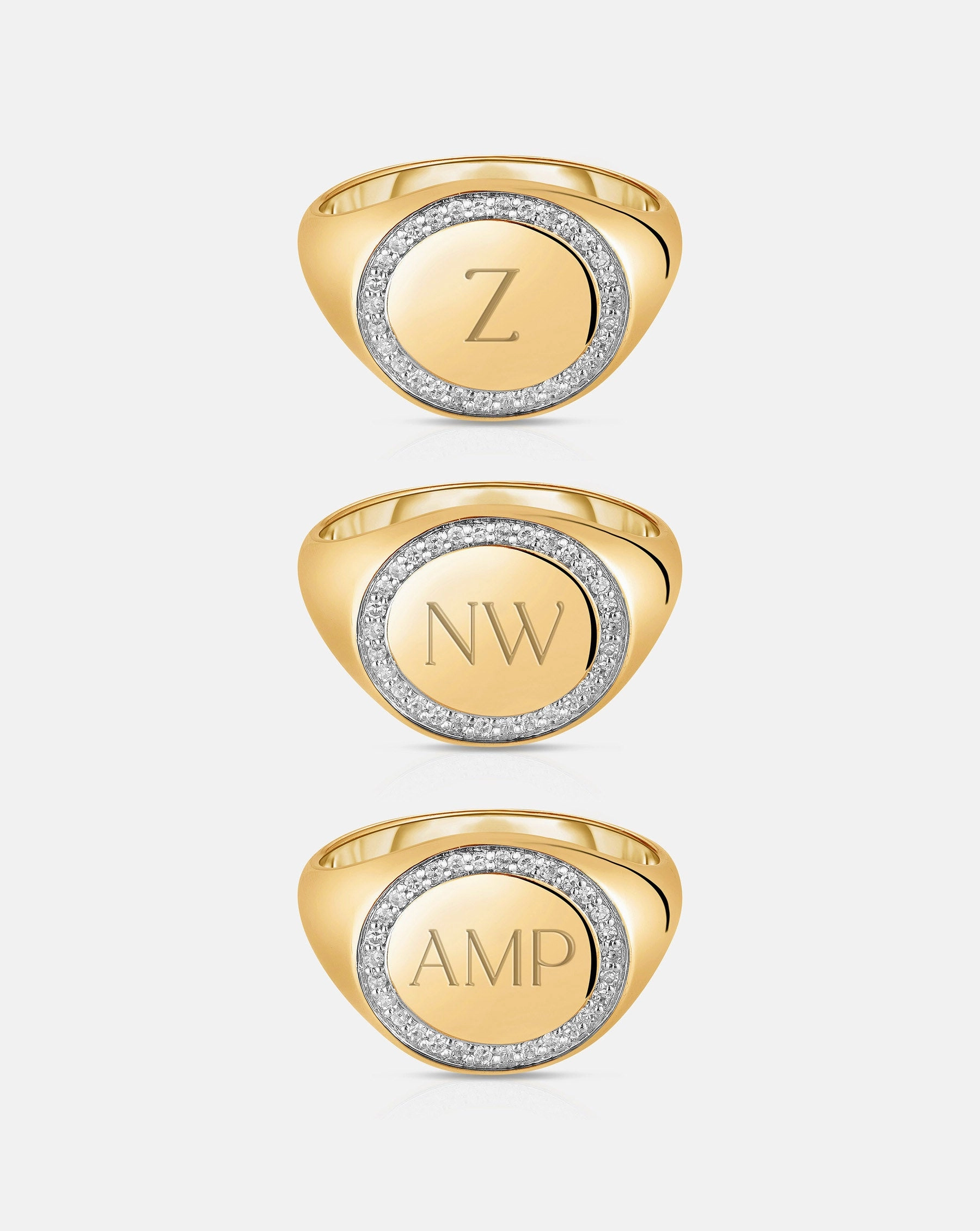 Pav Diamond Border Signet Ring
