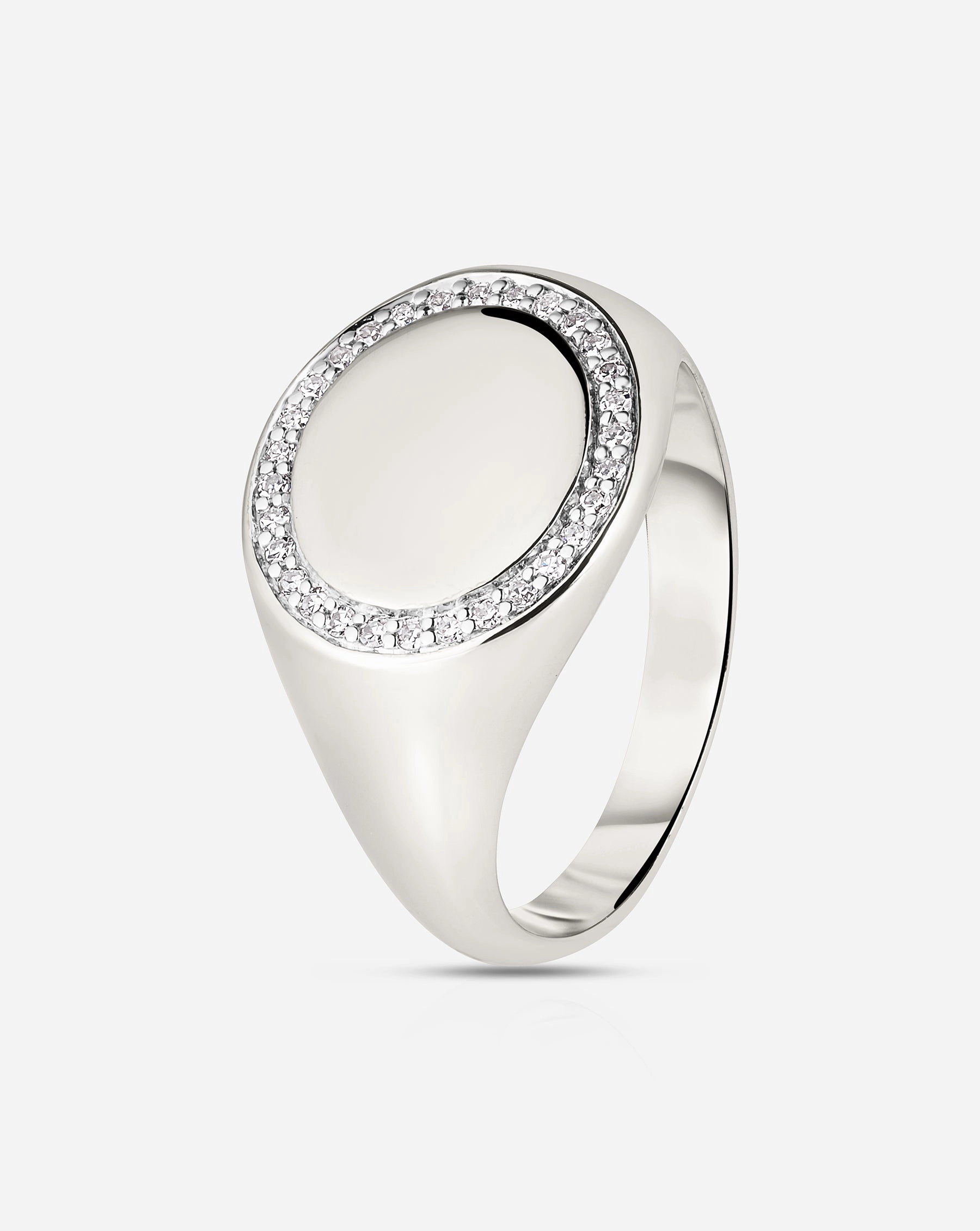 Pav Diamond Border Signet Ring